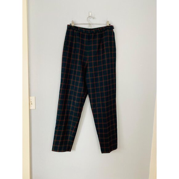 Vintage Pendleton Women’s Green Plaid Wool Pants, Size 12, 30" Waist, Lined - Picture 1 of 10